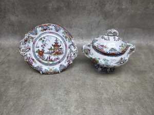 Antique Thomas Till & Sons lead-glazed earthenware sauce tureen and saucer, c. 1860s - 3