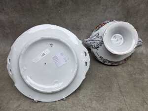 Antique Thomas Till & Sons lead-glazed earthenware sauce tureen and saucer, c. 1860s - 6