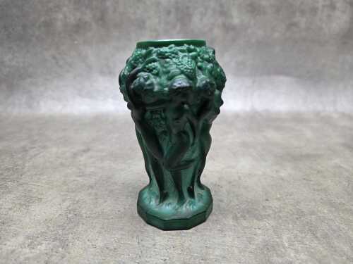 Art Nouveau-style green glass figural vase