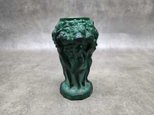Art Nouveau-style green glass figural vase