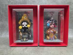 Pair of Beijing Juanren Chinese silk dolls