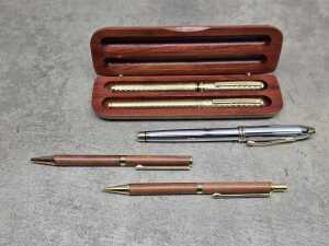 Five ballpoint pens, including Cross - 4