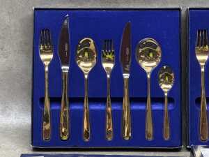 Two Mondan 7-piece 24ct gold plated cutlery sets - 2