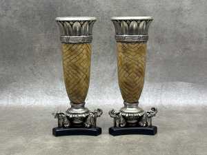 Pair of Egyptian-style decorative candle stands