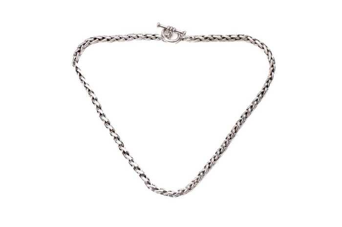 A woven necklace in sterling silver