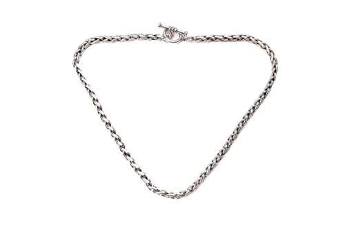 A woven necklace in sterling silver