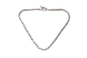 A woven necklace in sterling silver