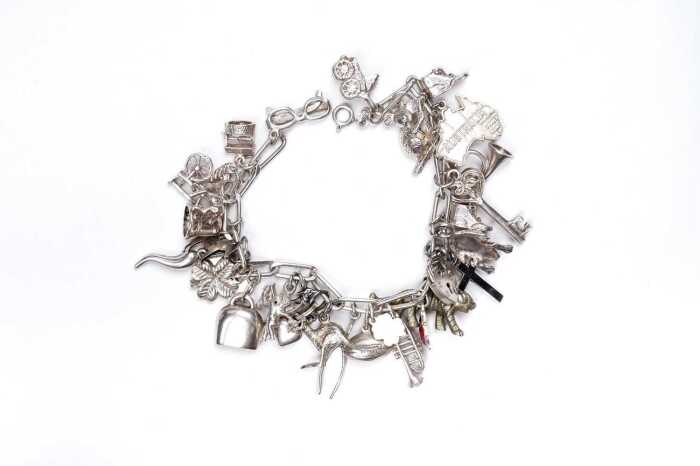 A charm bracelet in sterling silver