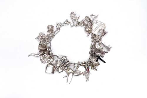 A charm bracelet in sterling silver