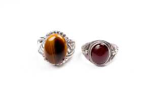 Six gemstone rings in sterling silver - 2