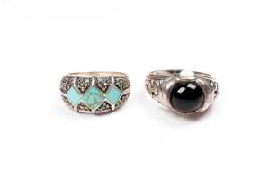 Six gemstone rings in sterling silver - 4