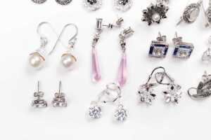 A large collection of earrings in sterling silver - 4