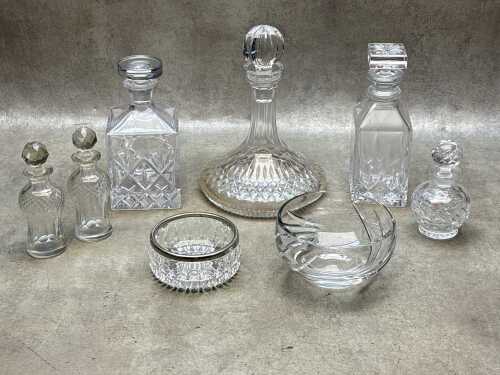 Cut crystal decanters and vessels