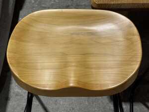 Set of four timber saddle bar stools - 3
