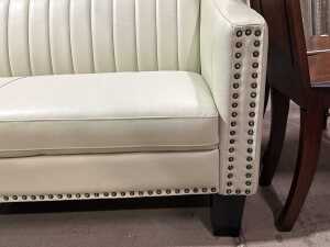 Contemporary cream upholstered two-seater sofa - 3