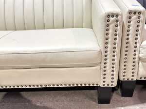 Contemporary cream upholstered two-seater sofa - 3