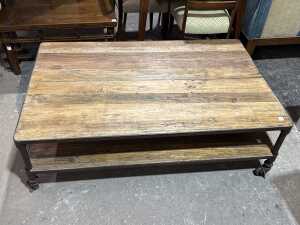 Large Industrial rustic timber coffee table - 2