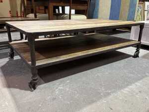 Large Industrial rustic timber coffee table - 3