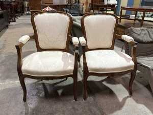 Pair of Louis XV style walnut armchairs