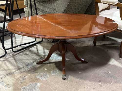 Vintage oval polished mahogany coffee table