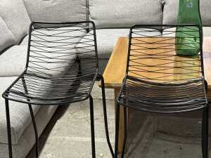 Set of four matte black metal wire bar stools - 2