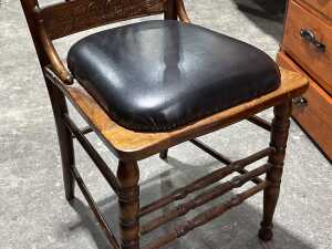 Antique timber dining chair - 2