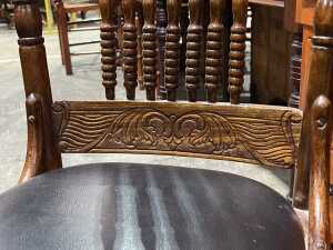 Antique timber dining chair - 5