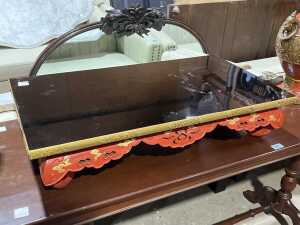 Oriental black lacquered, orange and gold tea table