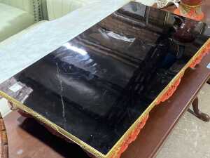 Oriental black lacquered, orange and gold tea table - 3