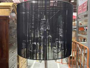 Chrome and crystal lamp with lace shade - 2