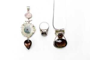 A collection of gemstone jewellery in sterling silver