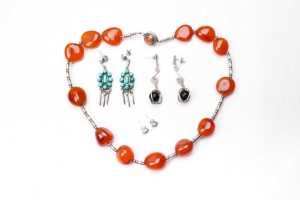 A collection of gemstone jewellery in sterling silver