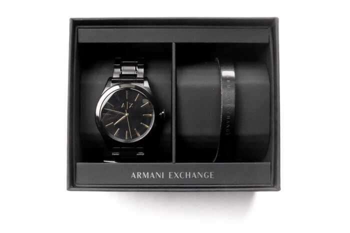 An Armani Exchange watch and bracelet