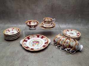 Royal Albert 'Lady Hamilton' porcelain tea setting for six