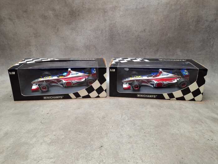 Two Minichamps model cars, M.Salo and J.Villeneuve.