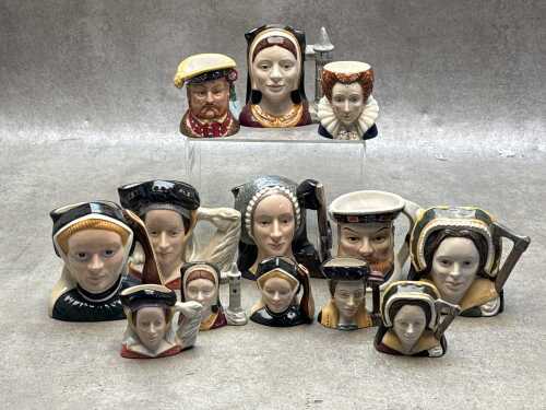Royal Doulton and James Sadler Henry VIII and his wives character jugs