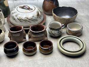 Assorted studio pottery including vases, cannisters, bowls, etc. - 4