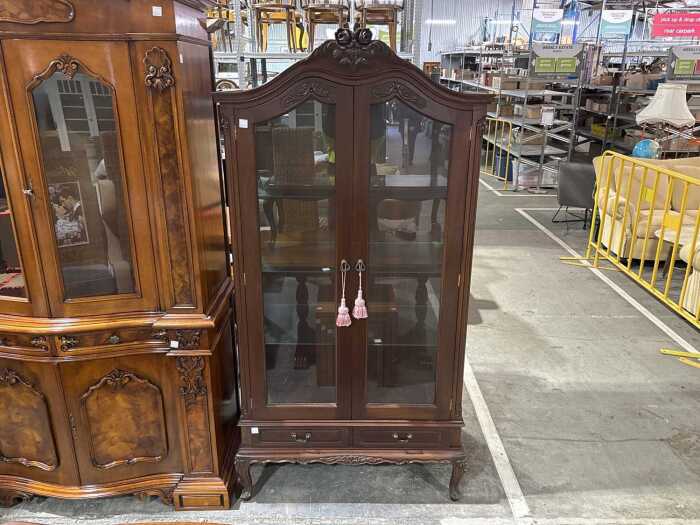 Chippendale style two door display cabinet