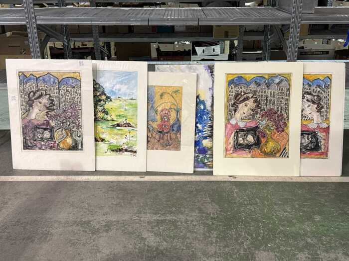 Six mounted original artworks by Tasmanian artist Karen Armstrong