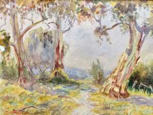 H.J. Brown (artist unknown), (Eucalypts), watercolour painting on paper - 2