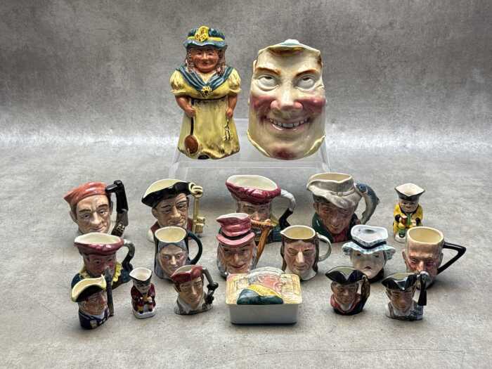 Collection of ceramic character and Toby jugs, including Royal Doulton
