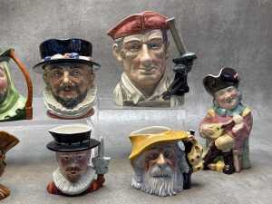Collection of ceramic character and Toby jugs, including Royal Doulton - 3