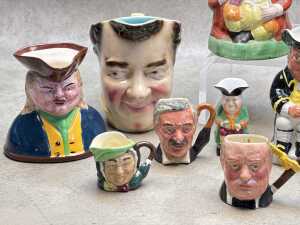 Collection of ceramic character and Toby jugs, including Royal Doulton - 3