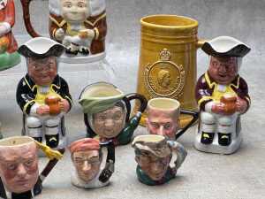 Collection of ceramic character and Toby jugs, including Royal Doulton - 4