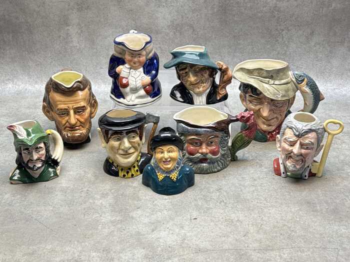 Collection of ceramic character and Toby jugs, including Royal Doulton