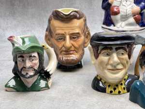 Collection of ceramic character and Toby jugs, including Royal Doulton - 3