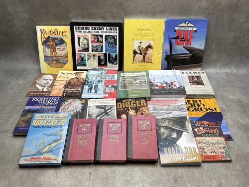 Military history books, including Spitfires Over Sicily