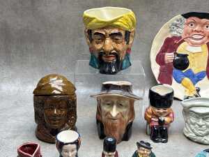 Collection of ceramic character and Toby jugs, including Royal Doulton - 2