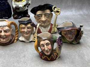 Collection of ceramic character and Toby jugs, including Royal Doulton - 4