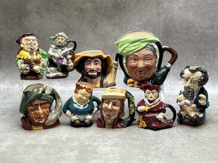 Collection of ceramic character and Toby jugs, including Royal Doulton
